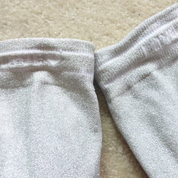 ALDO shimmery silver & white pull on sock mid-ankle boots with "Love" print - Picture 5 of 9